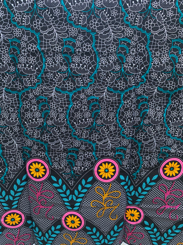 Multi Color Black Cotton Fabric