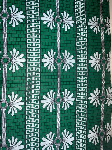 Green and White Aunty K Cotton Fabric